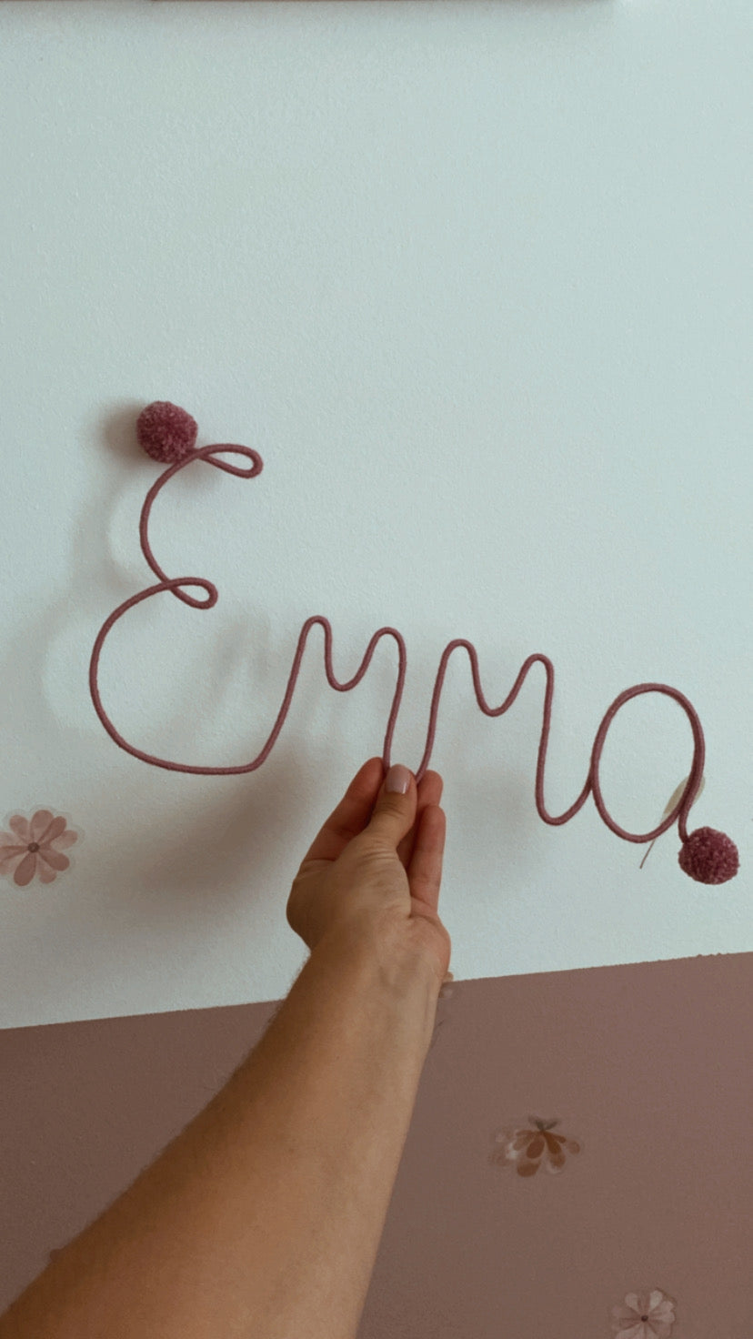 Handmade Cotton Yarn Wire Name Sign — Personalized Wall Decor