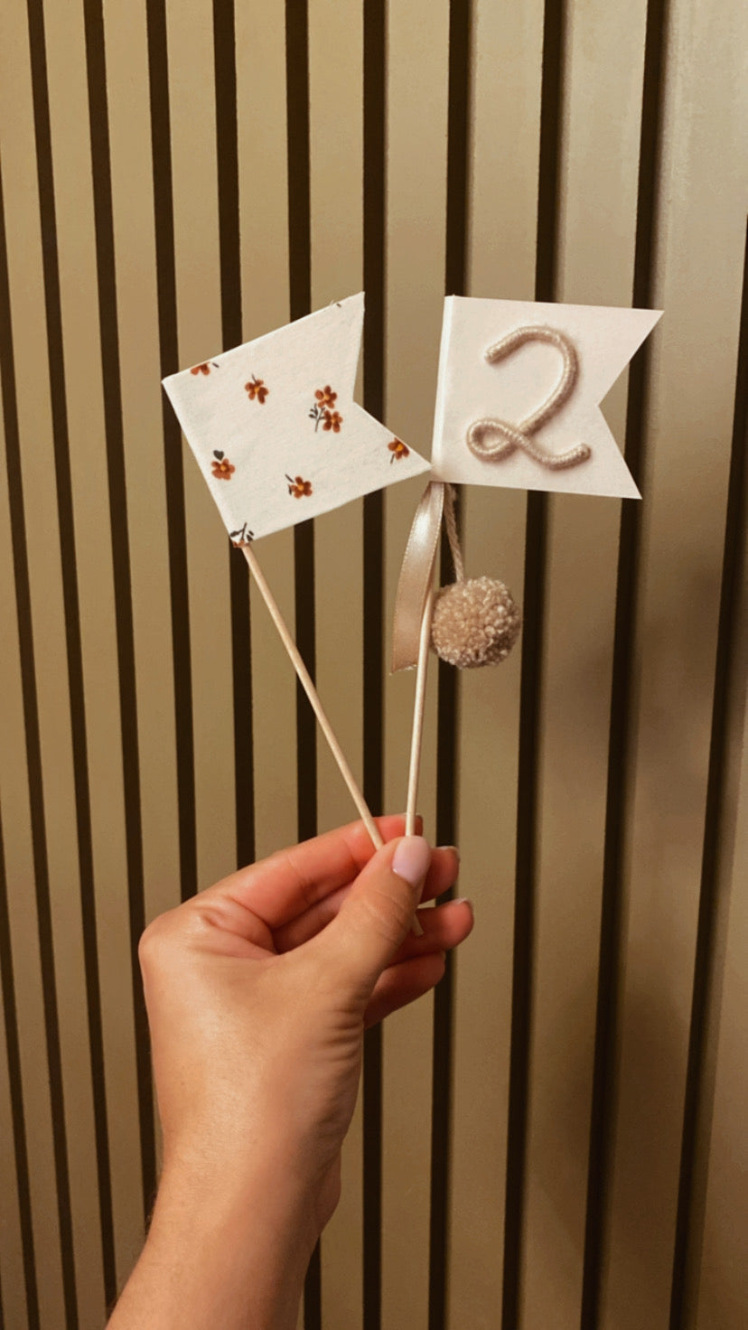 Customizable Party Cake Topper Flags — Personalized Party Decoration