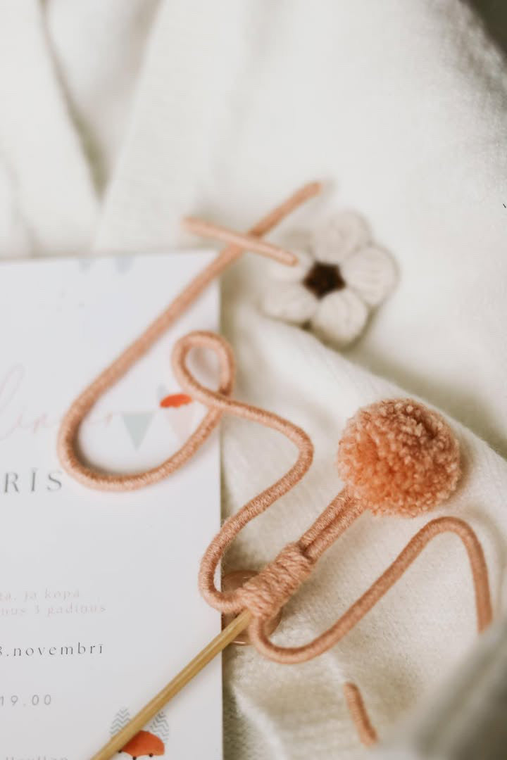 Custom Knitted Wire Cake Topper — Personalized Birthday Party Decor