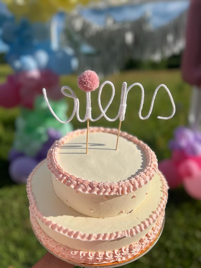 Custom Knitted Wire Cake Topper — Personalized Birthday Party Decor