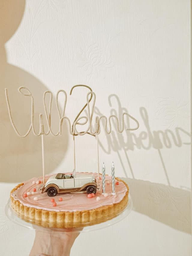 Knitted Wire Number Cake Topper — Handmade Birthday Cake Decor