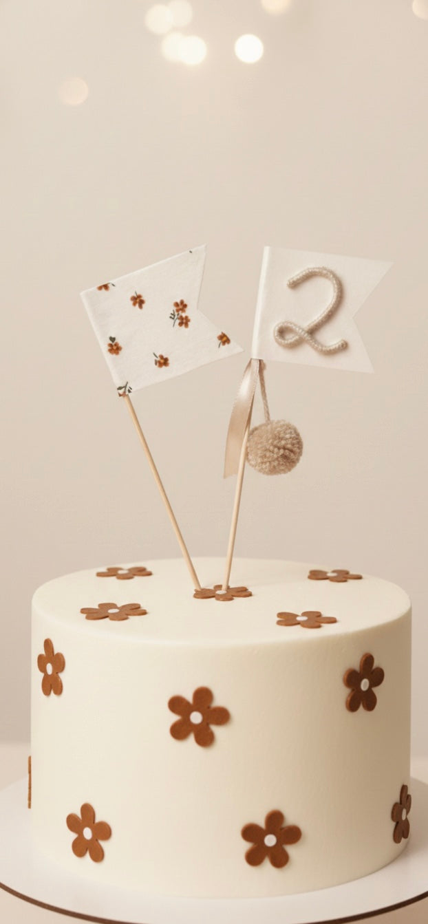 Customizable Party Cake Topper Flags — Personalized Party Decoration